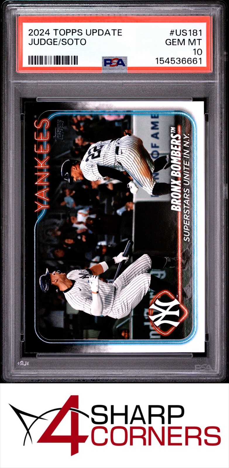 2024 TOPPS UPDATE #US181 AARON JUDGE-JUAN SOTO PSA 10
