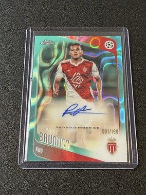 2025-26 Topps Chrome UEFA Paris Brunner Auto Aqua Lava Refractor #/199 Monaco