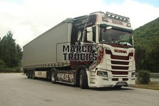 Foto camion Scania S 500 autoarticolato telonato Polonia bianco AEQUITAS WATRA TRANSPORT #f7tv