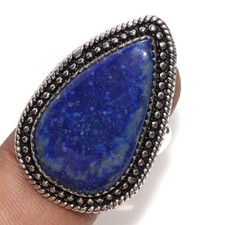 Exclusive Lapis Lazuli 925 Silver Plated Ring US 10.5 Summer Collection GW