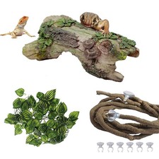 Reptile Hollow Tree Trunk Decoration,Resin Lizard Hideouts Log Hideaway,Crest...