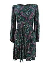 Tommy Hilfiger Women's Paisley-Print Fit & Flare Dress (6, Forest Multi)