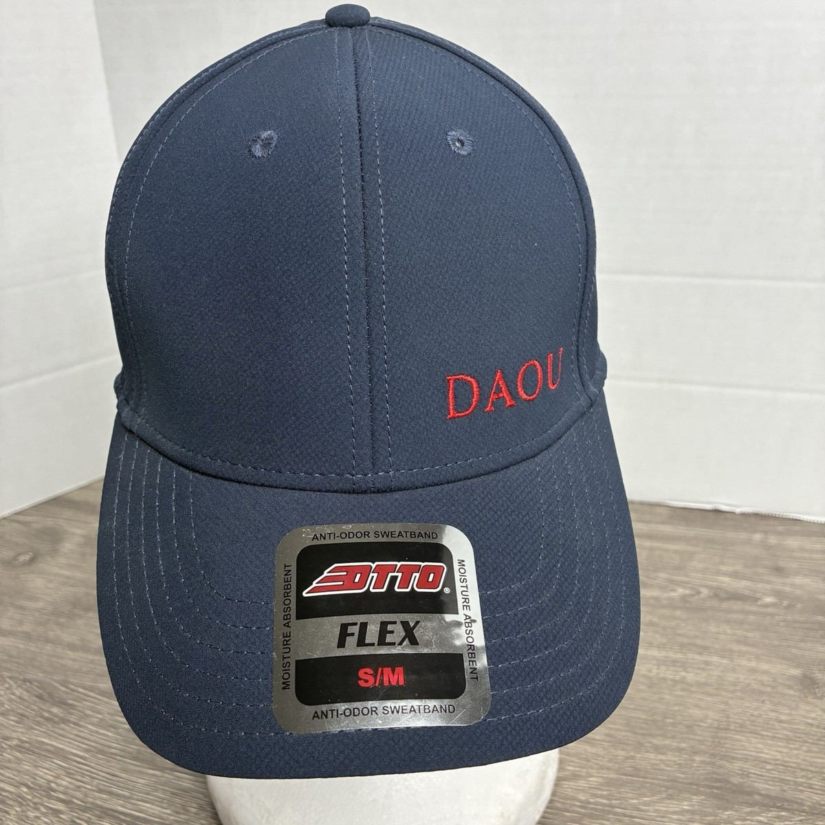 Otto Flex Hat Unisex Navy Blue W/DAOU & Logo Embroidered In Red Vineyard Wine