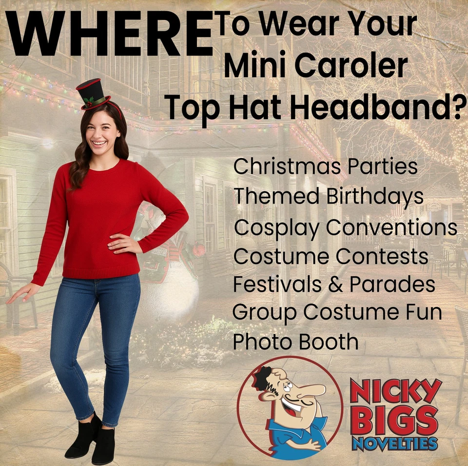 Mini muñeco de nieve villancico sombrero diadema Navidad muérdago acebo bayas disfraz Foto 4 de 4