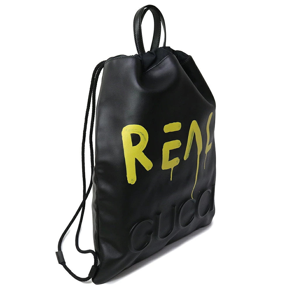 GUCCI Ghost Logo Drawstring Knapsack 36x43cm Cowh… - image 5