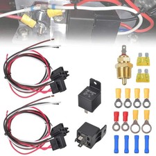 Dual Electric Fan Relay Kit With Thermostatic Sensor Switch 185 On 175 Off 40a.