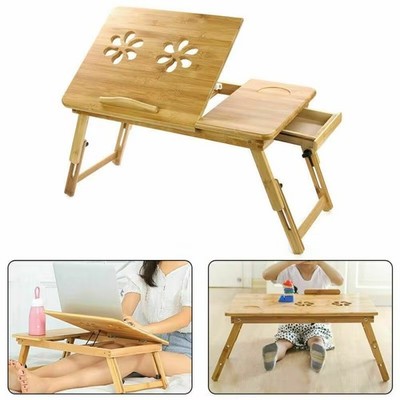 Bambus Klappbar Laptop Ständer Verstellbar Winkel Bett Frühstück Tablett Tisch Macbook PC