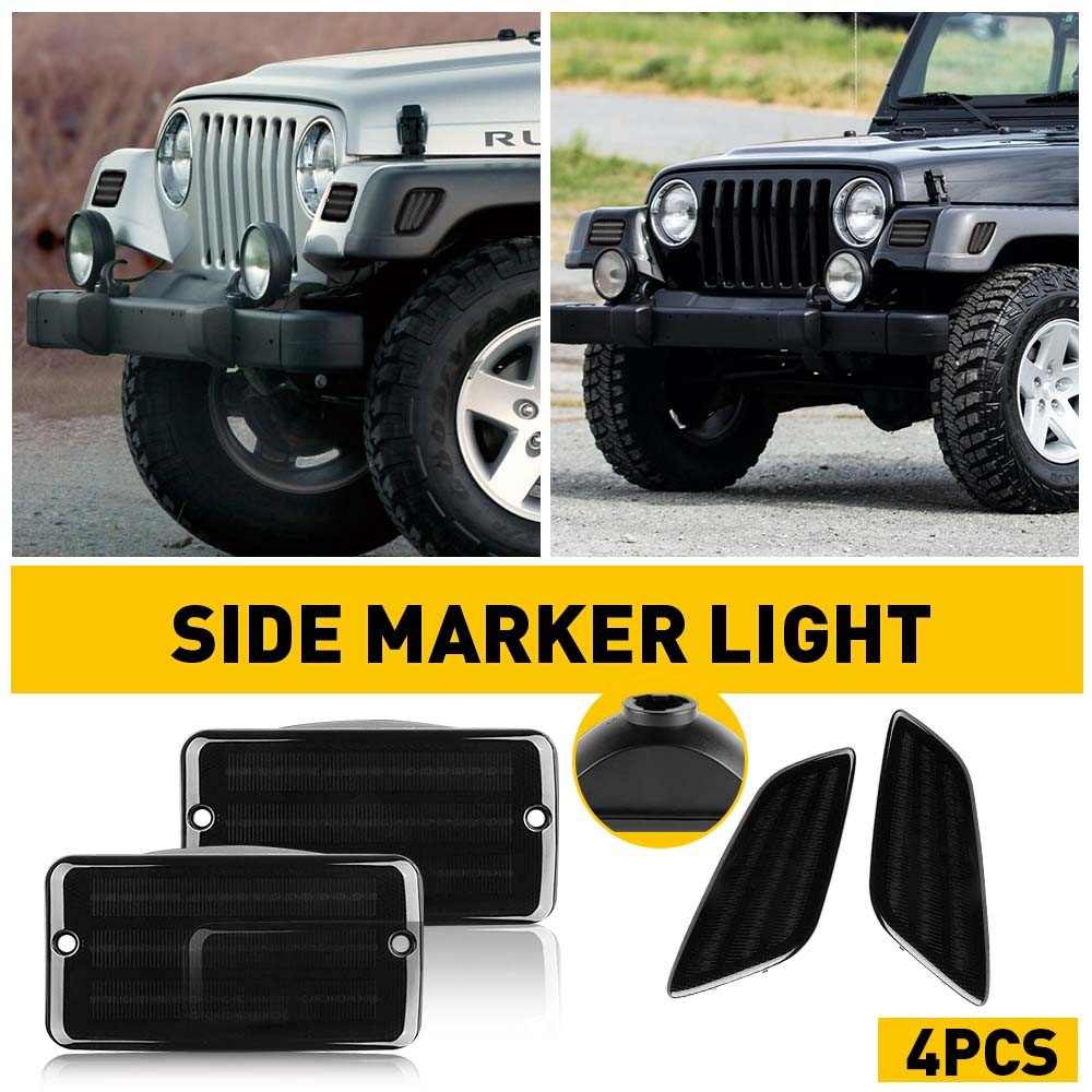 For 1997-2006 Jeep Wrangler TJ Smoke Bumper Fender Signal Side Marker Lights USA thumbnail 14