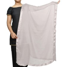 Women's Off-white Dupatta Stole Plain Scarf Long Wrap Chunni Lightweight Hijab