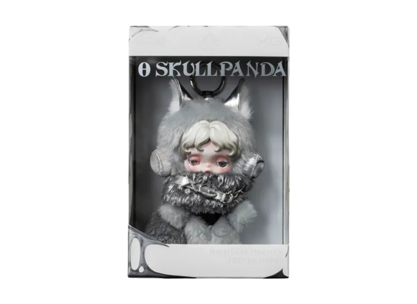 ぬいぐるみ POPMART SKULLPANDA PLUSH DOLL PENDANT XG SKULLPANDA XG Plush Doll Pendant Japan Exclusive Metallic Silver