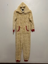 Winnie The Pooh Women XS Hooded 1-Piece Disney Pajamas Zip Fleece Costume