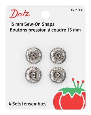 Dritz Size 4 Nickel Plated Brass Sew On Snaps Pack of 4 Durable Garment Closures