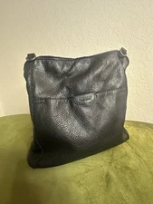 AMERICAN LEATHER CO Black Leather Large Handbag Hobo Shoulderbag Biker Satchel