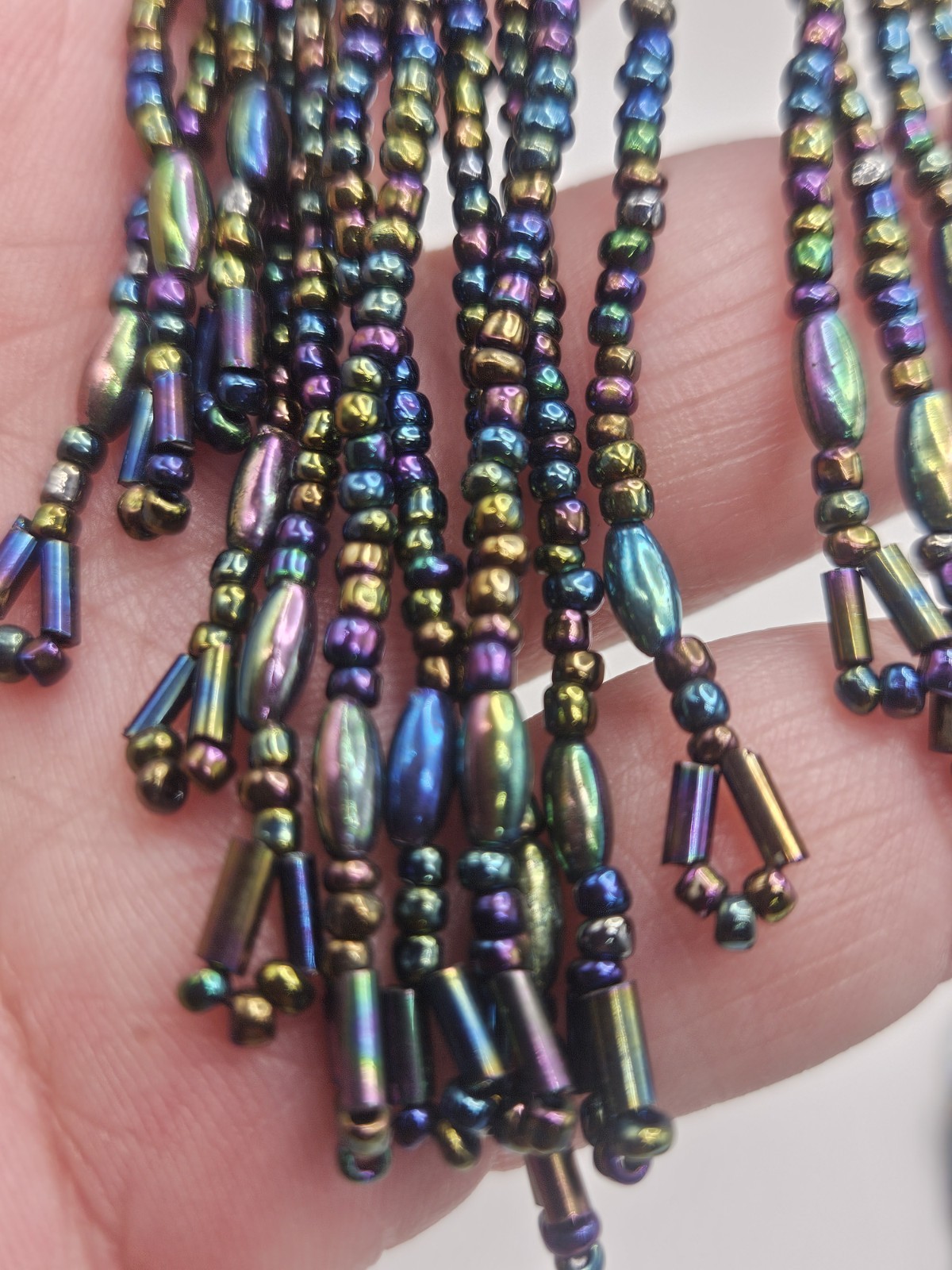 Vintage Abalone Shell Dangle Black Iridescent Gla… - image 6