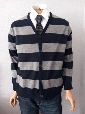 IDENTIC   Elegante Herren Strickjacke Gr. 52/54 Marineblau-Grau NEU !