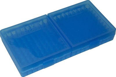 MTM Ammo Box 200 Round Flip-Top 9mm 380 ACP, Clear Blue 200, 