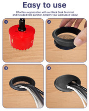 10 Pack 2" Desk Cable Grommets Black Wire Hole Covers with 50mm Hole Saw