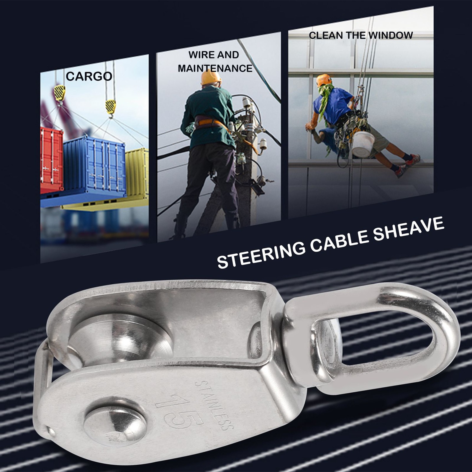 4PCS Single Pulley  M15 Stainless Steel Small Pulley Roller For Rope Cord2017