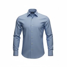 David Donahue Trim Fit Dress Shirt 15.5 32/33 Blue Cotton French Cuff