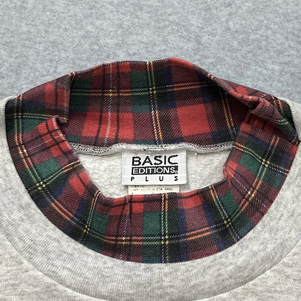 Основные издания винтажный 90-х плюшевый медведь Crewneck серый толстовка размер 2 X искусственно состаренный - Изображение 3 из 4