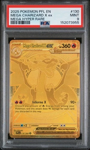 2025 POKEMON PFL EN-PHANTASMAL FLAMES MEGA HYPER RARE MEGA CHARIZARD X EX PSA 9