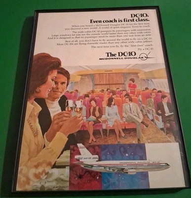 DC-10 McDonnell Douglas Airline Vintage Framed Print Ad 1976 8.5x11  