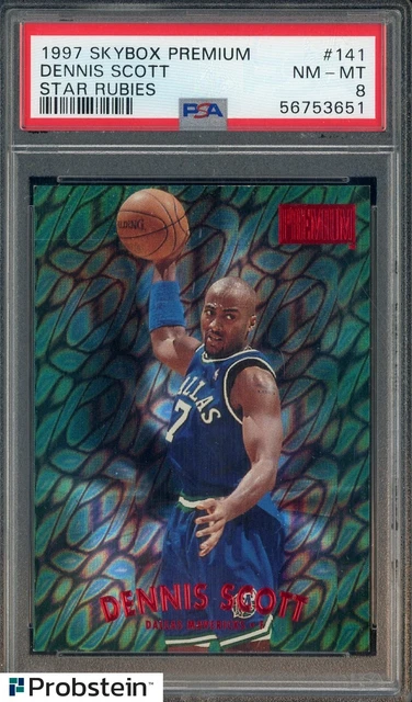 1997 Skybox Premium Star Rubies #141 Dennis Scott Mavericks /50 PSA 8 NM-MT