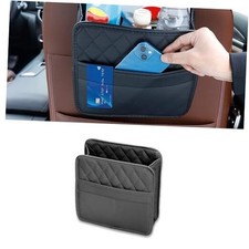 Car Seat Back Hanging Bag, PU Leather Automotive Seat Back Organizer, Black