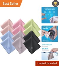 Assorted Color Microfiber Cloths 12 Pack, Ultra-Soft for Eyeglasses Screens