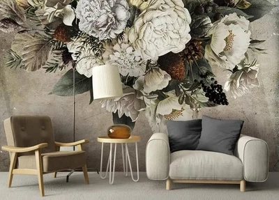 3D Retro Flower Floral Wall Murals Wallpaper Murals Wall Sticker - Image 1 of 4