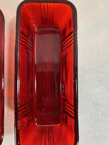 Hazel Atlas Ruby Red Criss Cross Butter Dish - Picture 9 of 10