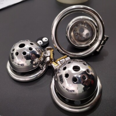 Male Stainless Steel Chastity Belt Lockable Small Cage Device Sounding Tube US