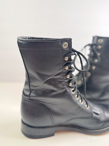 Justin Mujer Botas Cuero Negro Combate Con Cordones Kiltie Vaquero Mameluco EE. UU. 6.5 - Imagen 8 de 10