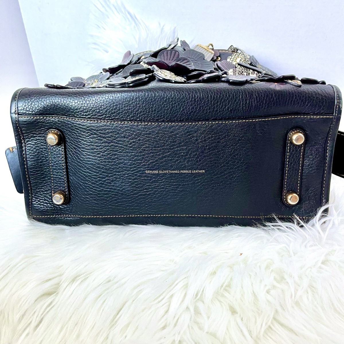COACH ROGUE Tea Rose 30 Flowers SNAKESKIN Satchel Black COACH ROGUE Tea Rose 30 Flowers SNAKESKIN Satchel Black