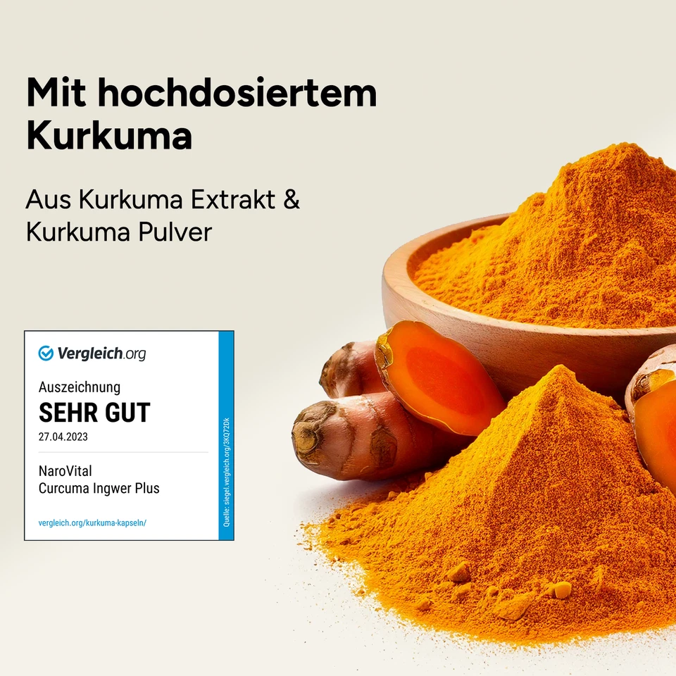 Kurkuma Kapseln hochdosiert - Mit Curcuma Pulver - Curcumin & Piperin - Bild 2 von 4