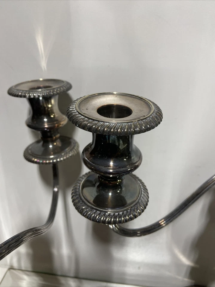 Par de DE COLECCIÓN. Candelabro Birks Regency Plate Alto Llama Tres Ligas Foto 4 de 4