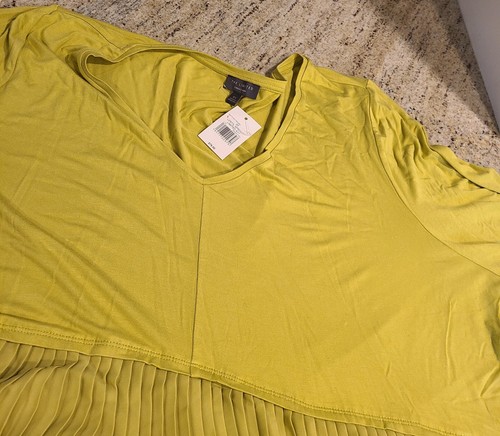New! The Limited Sz 3X Lentil Chartreuse Pleated Bottom Top Office Stretch - Picture 8 of 12
