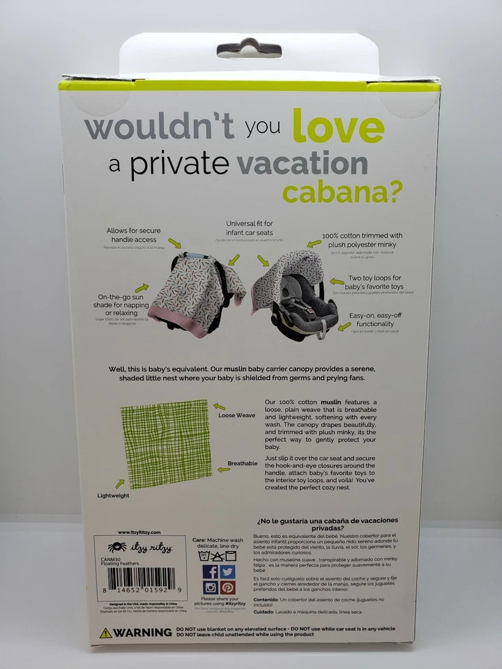 Itzy Ritzy Acogedor Asiento de Coche Infantil Toldo Muselina Plumas Flotantes Foto 4 de 4
