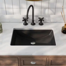 21 In. L X 15 In. W Vitreous China Rectangular Undermount Bathroom Sink in Black
