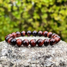 8MM Red Tiger Eye Beaded Healing Reiki Balance Inner Peace Women Bracelet Gifts