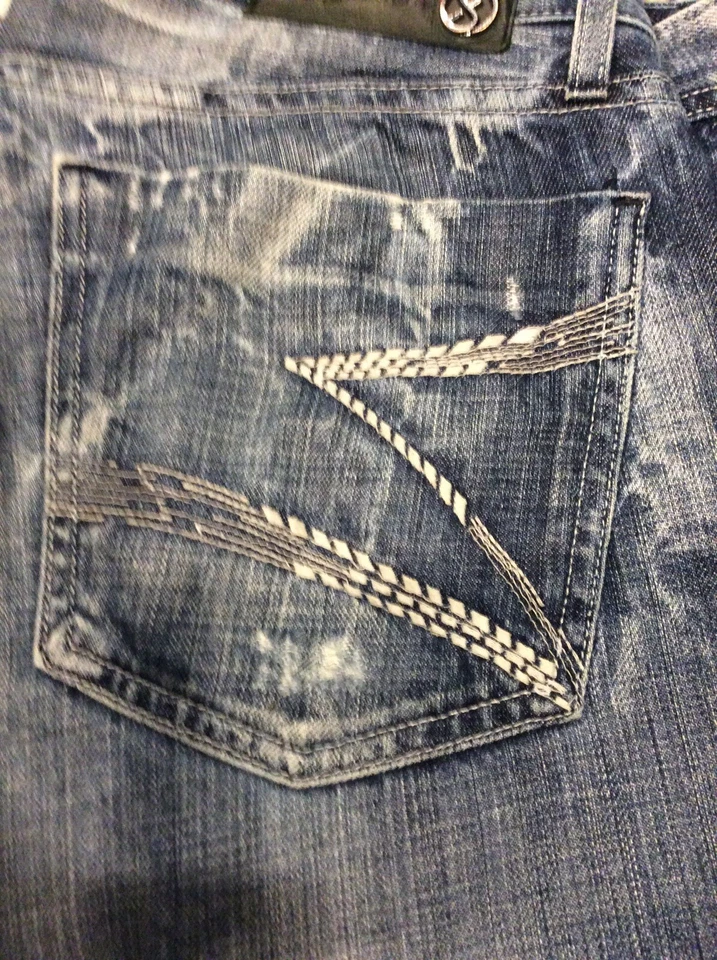 Distressed Dylan & George 男式牛仔裤 STEPHAN 直筒尺寸 34W 30L 美国制造 — 第 2/4 张图片