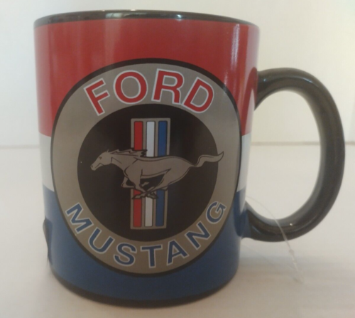 Open Road Brands Ford Mustang Red White Blue & Black Ceramic 16oz Coffee Mug Cup - Afbeelding 1 van 5