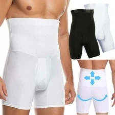 Mens Thigh Compression Boxer Shorts High Waist Girdle Shaper Pants Waist Slim