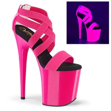 8" Neon Pink 80s Platform High Heels Gogo Pole Dancer Stripper Shoes Pleaser
