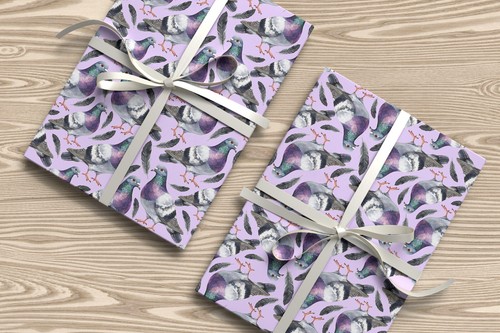 Pigeon Gift Wrap – Watercolour Pigeons Wrapping Paper with Feathers Design W71 - Picture 28 of 44