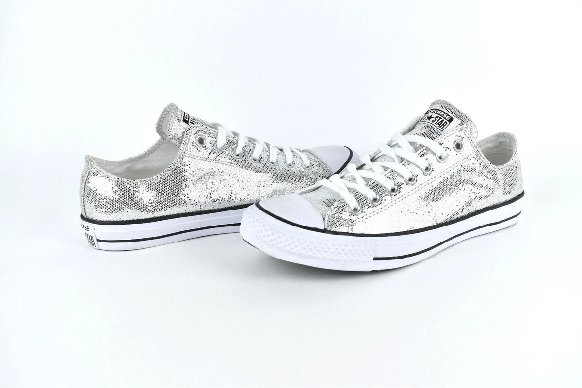 Converse All Star Chuck Taylor Low Top Sequin Silver Shiny Women