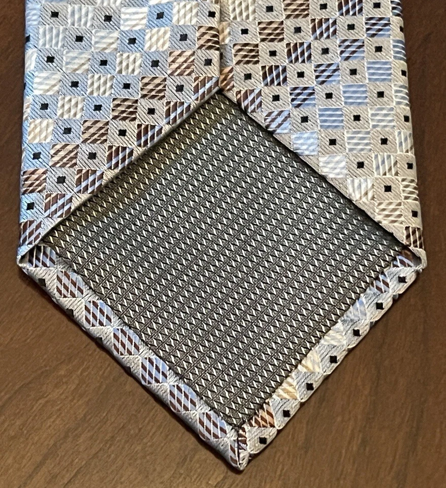 Corbata de cuello Haggar azul marrón hecha a mano 100 % poliéster para hombre hecha en China Foto 2 de 4