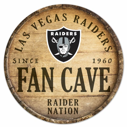 NFL Las Vegas Raiders Fan Cave Round Wood Sign Wood Sign Wood Decor Football