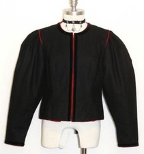 BLACK WOOL VELVET JACKET Short Women German Evening Dirndl Dress Suit 8 S B39"