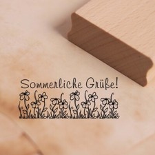 Motivstempel Sommerliche Gr&uuml;&szlig;e - Wiesenblumen Sommer Stempel 68 x 28 mm